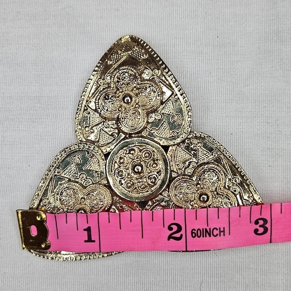 Vintage MJ Enterprises 1970s Egyptian Revival Gold Tone Brooch Pin EUC Large 3" - Picture 7 of 7